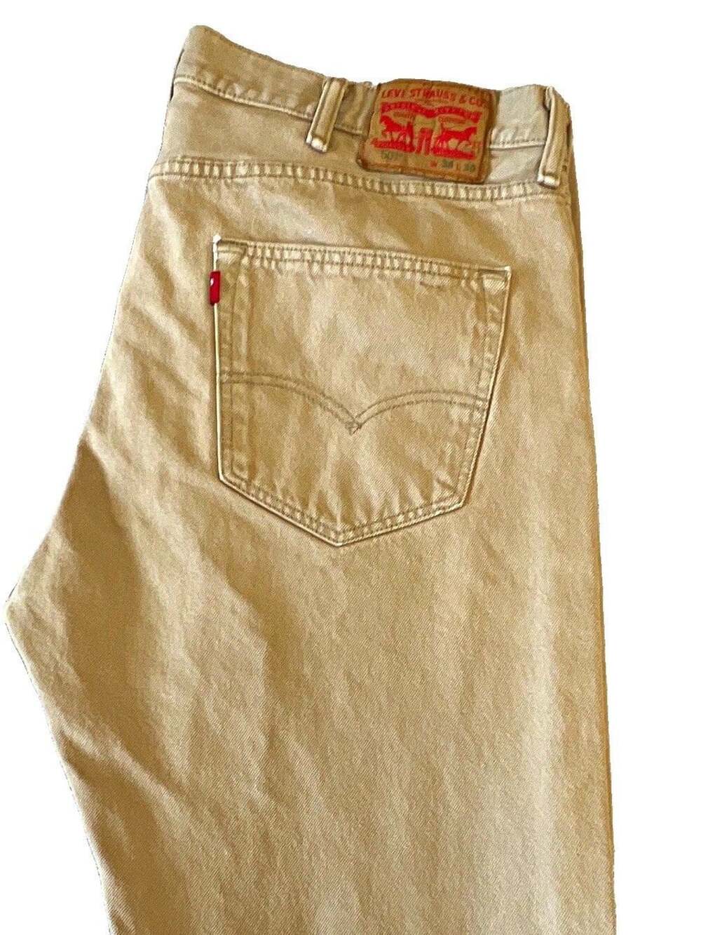Levi's 501 Men's Beige Light Wash Denim Slim Regular Fit Button Fly 5-Pocket 38